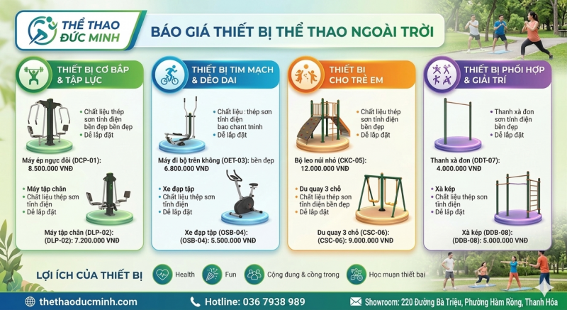 Báo Giá Thiết Bị Thể Thao Ngoài Trời Mới Nhất 2026 – Thi Công Trọn Gói Tại Thanh Hóa